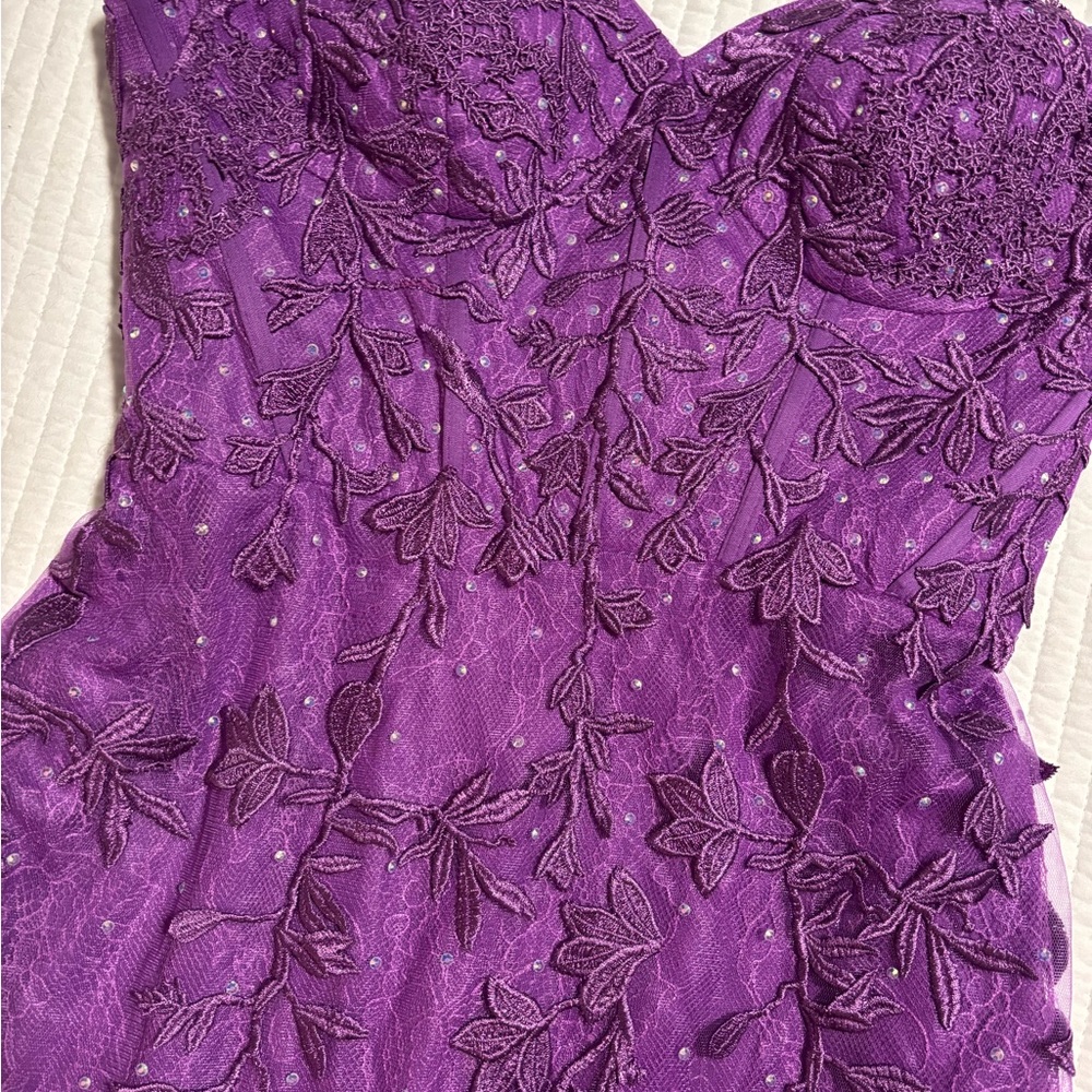 NWT Purple Strapless Lace Dress